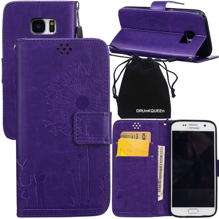 S7 Case, Galaxy S7 Case, DRUnKQUEEn&reg; Wallet Case with Cellphone Holder - PU Leather Cover Purse Slim Fit Card... N4