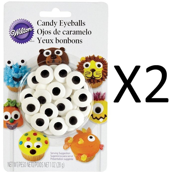 Wilton Large Edible Sugar Candy Eyeballs - Cookie Cupcake Decorations (2-Pack)