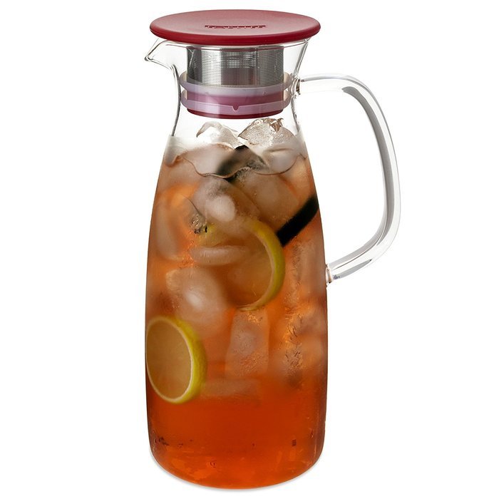 FORLIFE Mist Glass Ice Tea Jug , 50-Ounce, Red N8