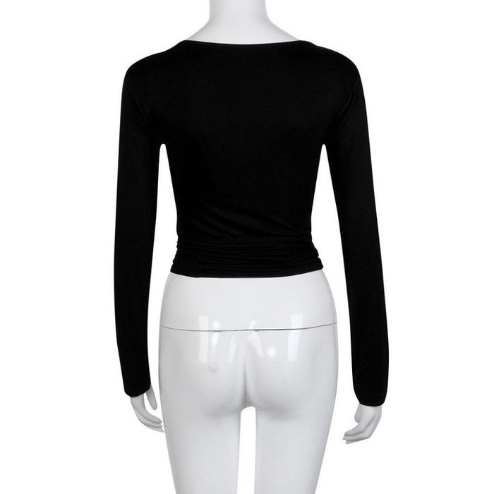 Tops,Morecome Fashion Women Long Sleeve Bandage Crop Tops Shirt (S, Gray) N23