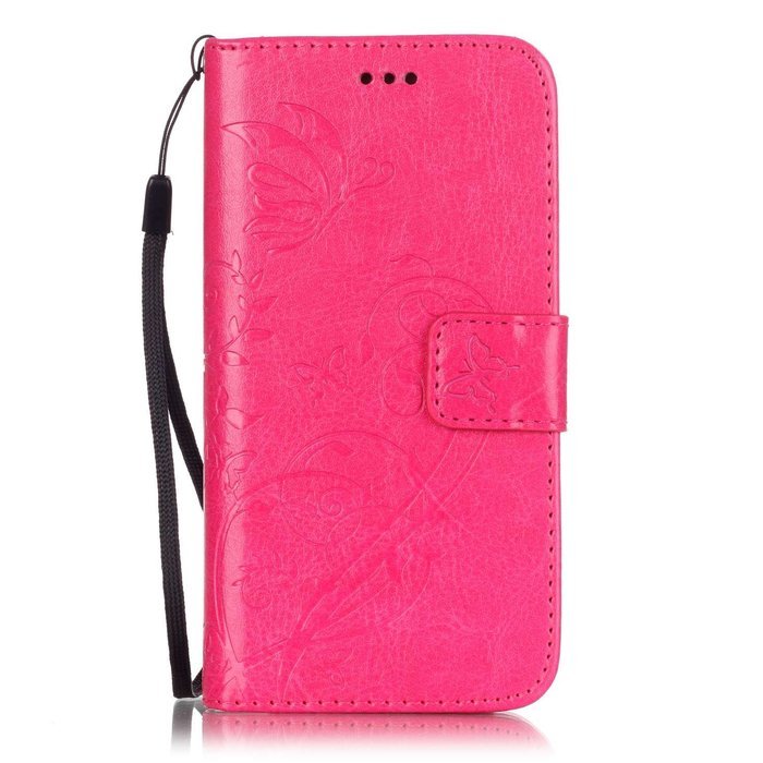 iPhone 7 Case,PHEZEN Embossed Flower Butterfly PU Leather iPhone 7 Wallet Case [Magnetic Closure] [Credit Card... N34