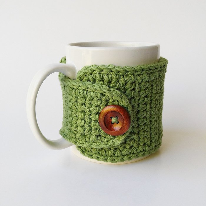 Crochet Coffee Mug Cozy Sage 16 Colors Available N2