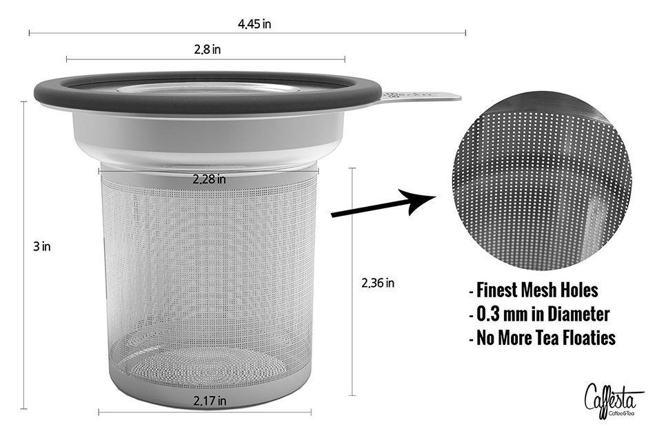 Caff&egrave;sta Stainless Steel Loose Leaf Tea Infuser with Silicone Grip Lid N8