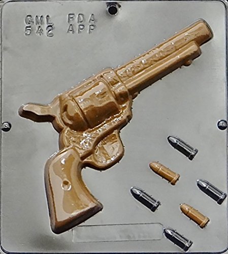 Revolver Gun with Bullets Chocolate Candy Mold 542 N2