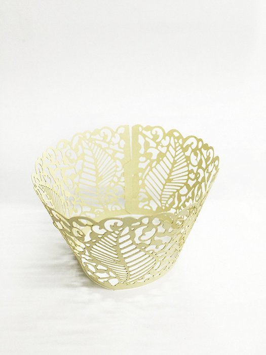 HUAL Cupcake Wrappers 50 Filigree Artistic Bake Cake Paper Cups Large leaves Lace Laser Cut Liner Baking Cup Muffin... N2