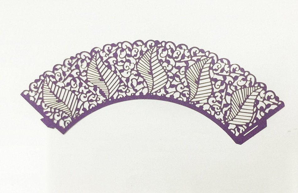 HUAL Cupcake Wrappers 50 Filigree Artistic Bake Cake Paper Cups Large leaves Lace Laser Cut Liner Baking Cup Muffin... N4