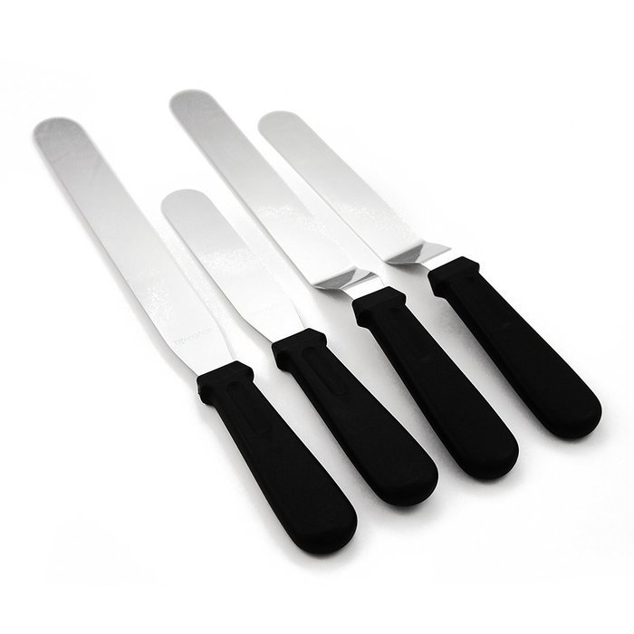 Professional 4-Piece Set of Offset & Straight Stainless Steel Icing Spatulas - Perfect for Decorating Cakes, Pastries... N6