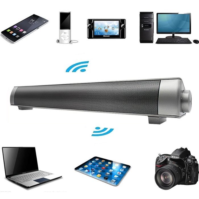 Solarphy Small Sound Bar 10W (5Wx2) Wireless Subwoofer Speaker Bluetooth 3.0 Channel Soundbar Support TF Card,... N6