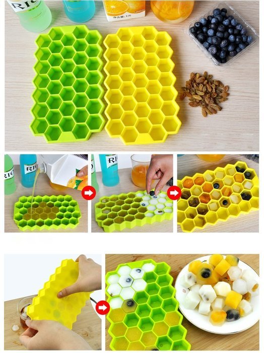 Blogger 37 Grid Bee Honeycomb Cake Mold Mould Soap Mold Silicone Flexible Candy Chocolate Soap Cookie Mold (Yellow)