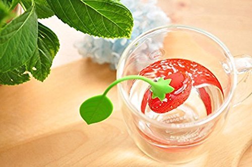 Pinovk Cute Reusable Strawberry Silicone Herbal Spice Tea Leaf Infuser Strainer Filter Bag Tea Ball N5