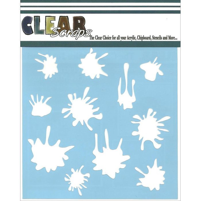 Clear Scraps CSSM6-PAINT Translucent Plastic Film Stencil, Paint Splat, 6-Inch x 6-Inch