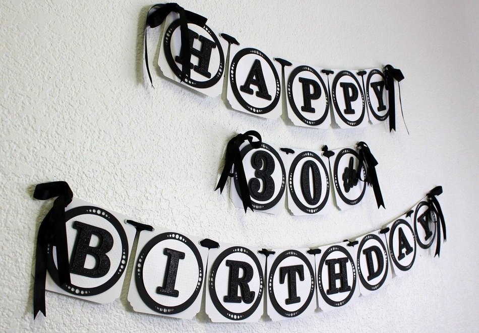 All About Details Black Happy 30th Birthday Banner N3