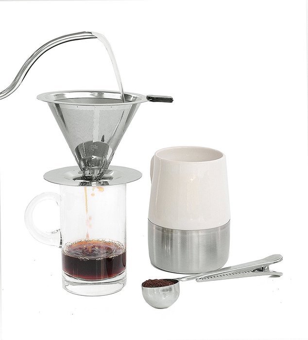 YKSH Stainless Steel Pour Over Coffee Dripper, Reusable Paperless Coffee Filter, Portable Coffee Brewer with Cup... N6