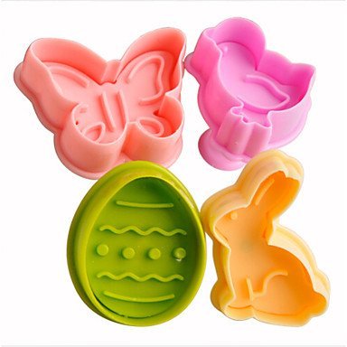Y&XL&H 4pcs Easter Plunger Cookie Cutter Kitchen Cookie Stamp in Bunny Chick Egg Butterfly Shape