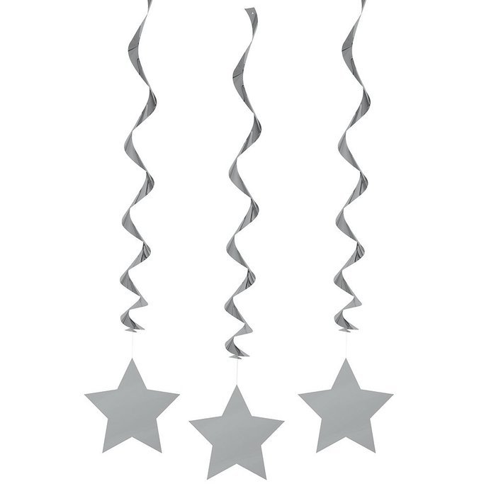 Hanging Star Decorations, 26", Light Blue, 3 Count N21