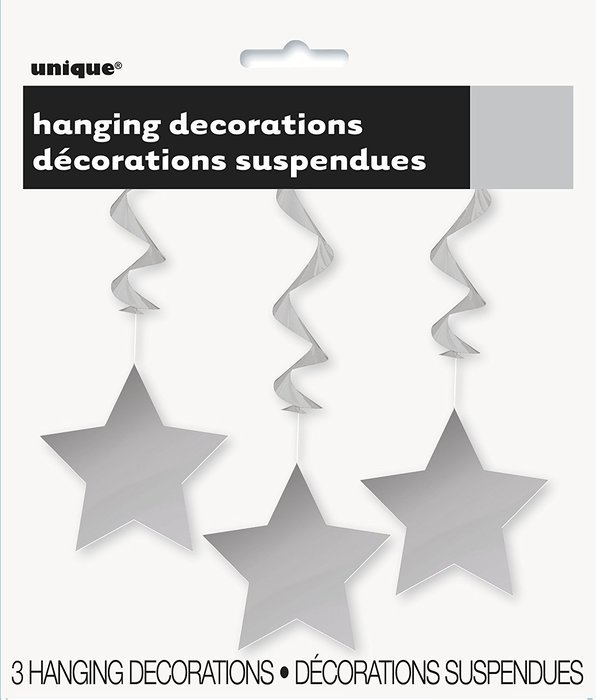 Hanging Star Decorations, 26", Light Blue, 3 Count N22