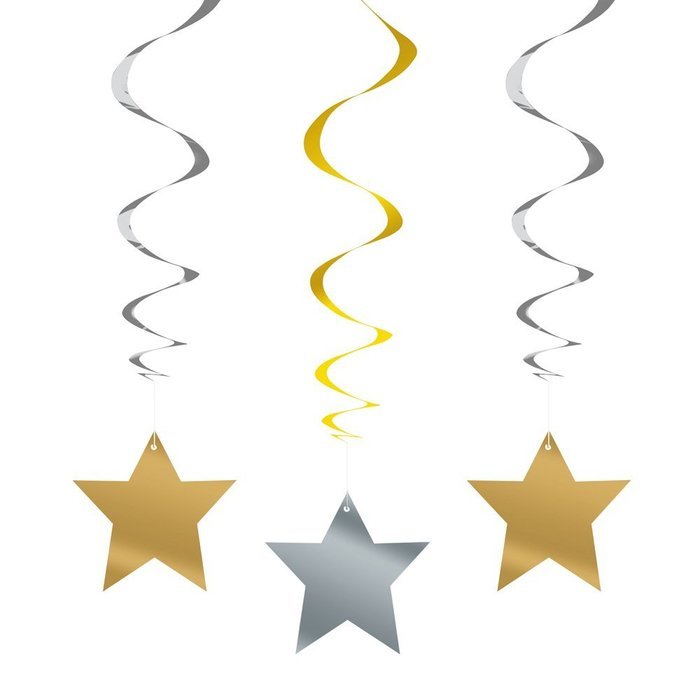 Hanging Star Decorations, 26", Light Blue, 3 Count N23