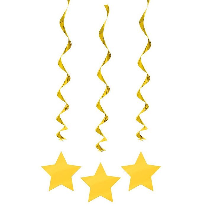 Hanging Star Decorations, 26", Light Blue, 3 Count N24