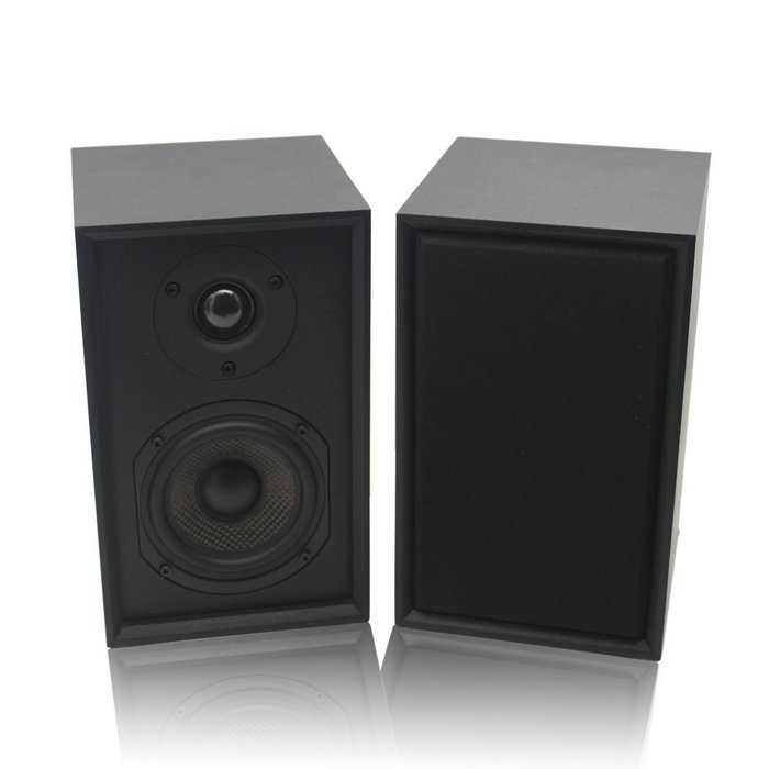 LONPOO 05A Wood Bookshelf Speakers 2-Way 75W2 Classic Loudspeaker with 4-inch Carbon Fiber Woofer and Silk Dome... N4