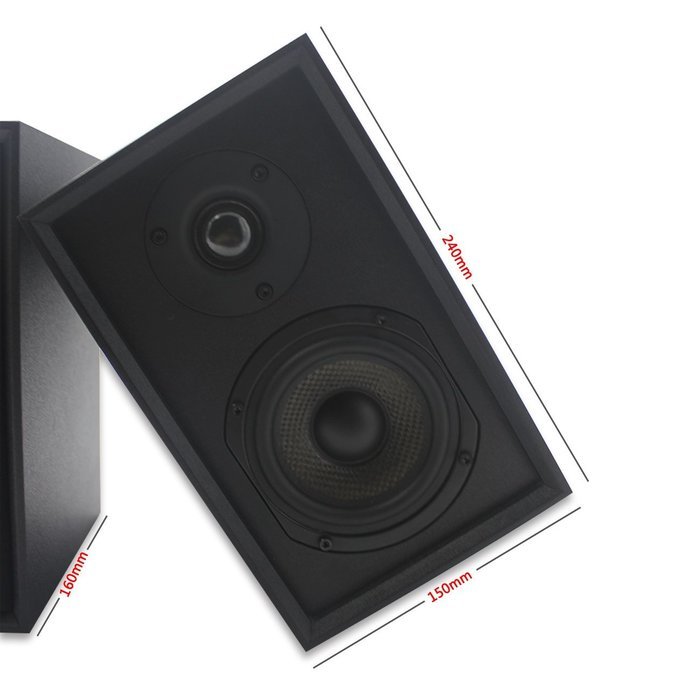 LONPOO 05A Wood Bookshelf Speakers 2-Way 75W2 Classic Loudspeaker with 4-inch Carbon Fiber Woofer and Silk Dome... N5