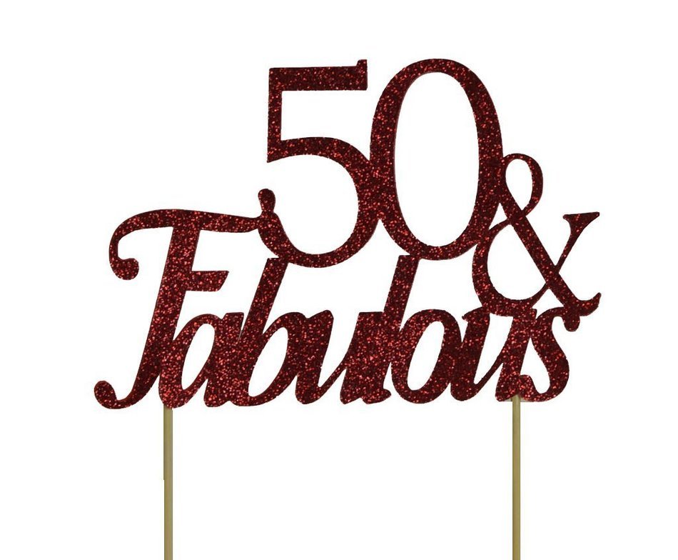 All About Details Red 50-&-fabulous Cake Topper N2