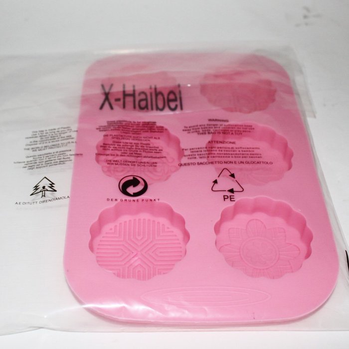 X-Haibei 6-Cavity Round Mixed Mooncake Chocolate Jello Soap Lotion Bar Silicone Mold N2