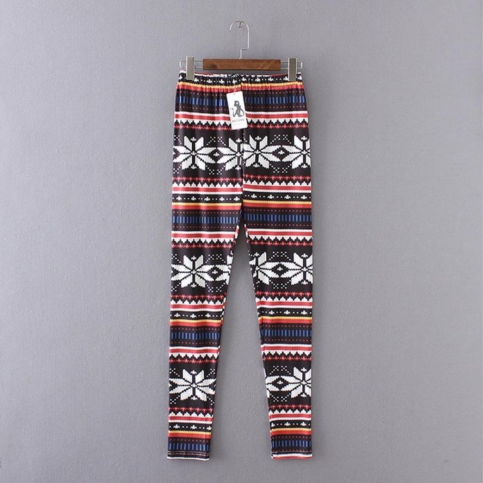 PHOTNO Casual Women Lady Skinny Geometric Print Stretchy Jegging Pants Slim Leggings N62
