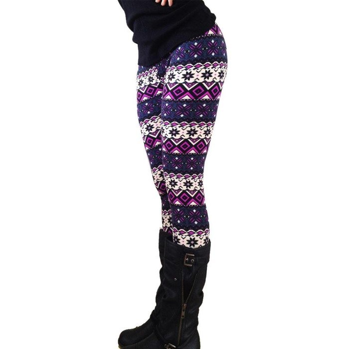 PHOTNO Casual Women Lady Skinny Geometric Print Stretchy Jegging Pants Slim Leggings N67