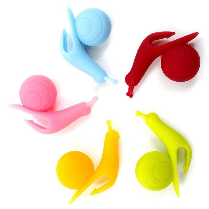 HuntGold 5Pcs Snail Shape Silicone Tea Bag Holder Cup Candy Colors Gift Set Tea Makers N3