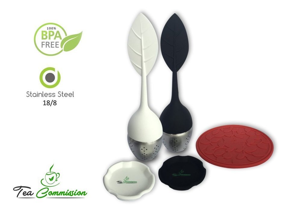 Tea Commission Tea Infuser Set of 6, Steeper Strainer Silicone & Stainless Steel Mesh Basket (Rainbow) for Loose... N22