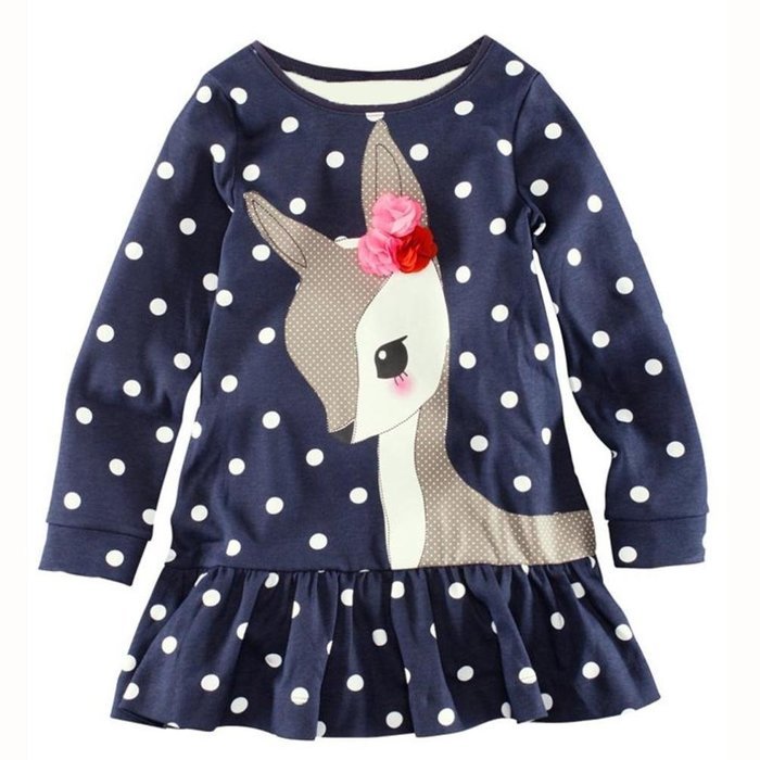 Dress ,BeautyVan Toddler Baby Girls Kids Autumn Clothes Long Sleeve Deer Tops T-Shirt Dress (4T, Dark Blue) N4