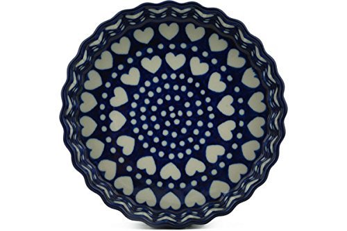 Polish Pottery Fluted Pie Dish 6-inch Heart To Heart N3