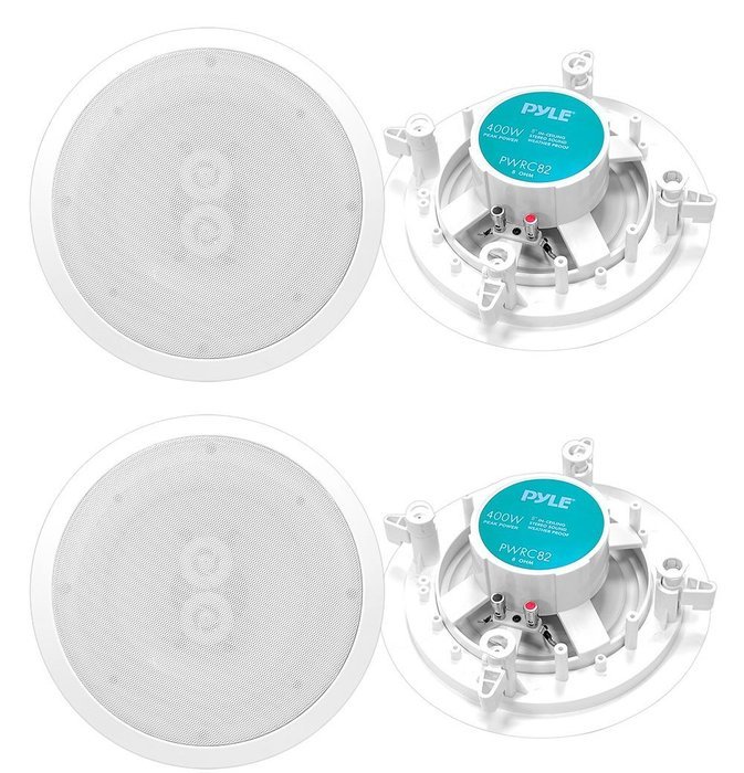 Pyle PWRC82 400W 8-Inch 400W 2 Way Indoor/Outdoor Waterproof Ceiling Speakers (4 Pack)