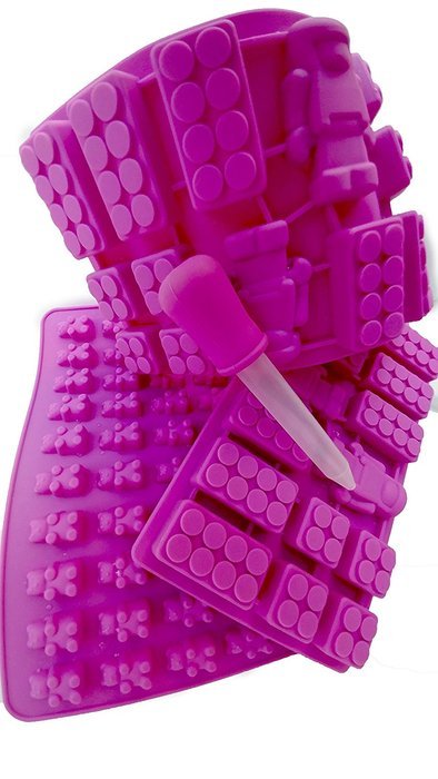 FUN PACK fdiym Gummy Bears, Brick & Robot Molds, Dropper for Candy or Ice Cubes N5