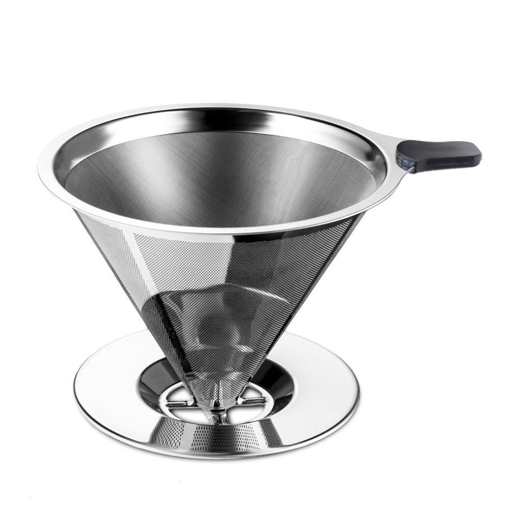 YKSH Stainless Steel Pour Over Coffee Dripper, Reusable Paperless
