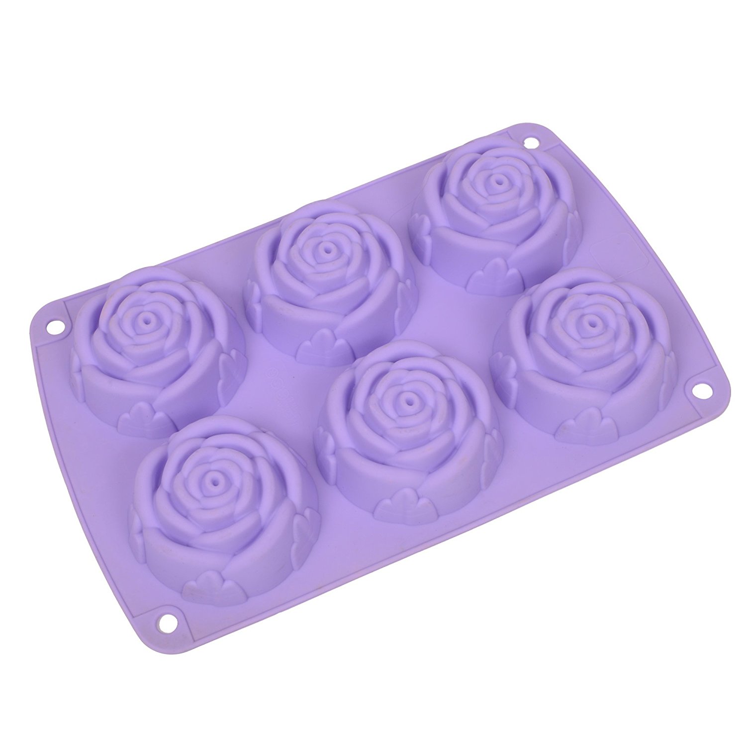 Webake 6 Cavity Rose Shape Silicone Cake Mold Soap Mold Bundt Cake Mold Purple 1pcs N11