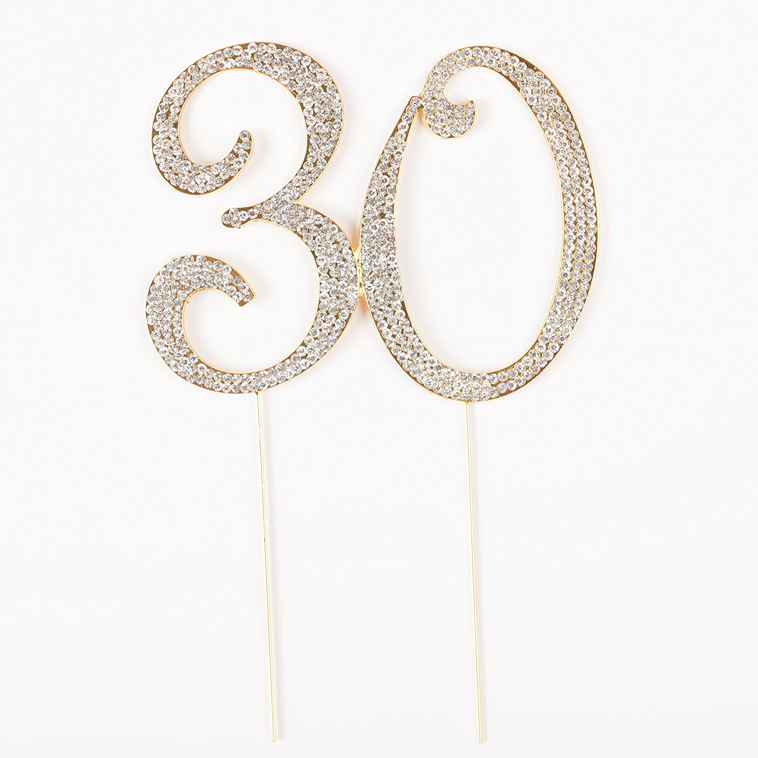 30 Cake Topper for 30th Birthday or Anniversary Gold Party Supplies ...