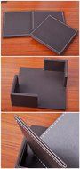 XICHEN&reg; Leather Coasters - Upscale With Coaster Holder Square -6 Piece Set With Holder (Brown) N15