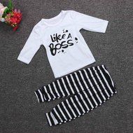 Clothes Set ,BeautyVan Kid Baby Girl Boy Set Clothes Letter Print Long Sleeve Shirt+ Stripe Pant Outfit (12M,... N4