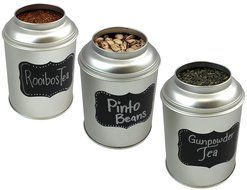 Round, Stack-able Tea Tin, With Dual Lid with Chalk Labels