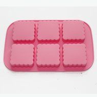 X-Haibei 6-Cavity Square Mooncake Chocolate Muffin CupCake Soap Silicone Mold Pan N2