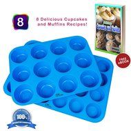 KPKitchen Silicone Muffin &amp; Cupcake Baking Pan Set (12 &amp; 24 Mini Cup Sizes) - BPA Free &amp; Non Stick Dishwasher... N5