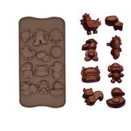 Poproo Animal Shaped Candy Mold 3-Piece Chocolate Molds Ice Cube Tray - Animal Heads, Figures, Pig Face (Set of 3) N4