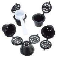 KINGSO 4pcs Reusable Coffee Capsules Cups Espresso Pods Filters For Nespresso Machines with 1pc Plastic Spoon N8