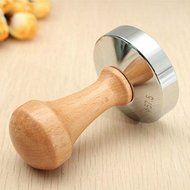 Aluminum Casting Espresso Coffee Tamper Flat Base Wood Handle Bean Press Tool by Micro Shops N3