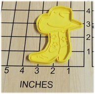 Western Cowboy Hat on Boot Shaped Cookie Cutter and Stamp #1182