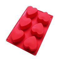 6 Holes Heart Shaped Silicone Mold For Chocolate, Cake, Jelly, Pudding, Handmade Soap, Set of 2 N2