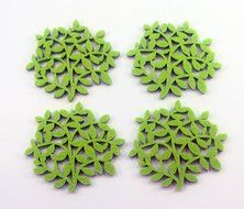 Set of 4 High Quality Felt Coasters Perfect Kitchen Decoration Green Tree N2