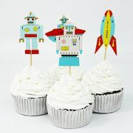 Winrase&reg; Pack of 24 Cute Air Robot Kids Party Decoration Paper Cupcake Toppers (Air Robot) N4