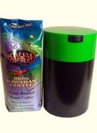 Coffeevac 1 lb - The Ultimate Vacuum Sealed Coffee Container, Green Cap Cap &amp; Clear Body